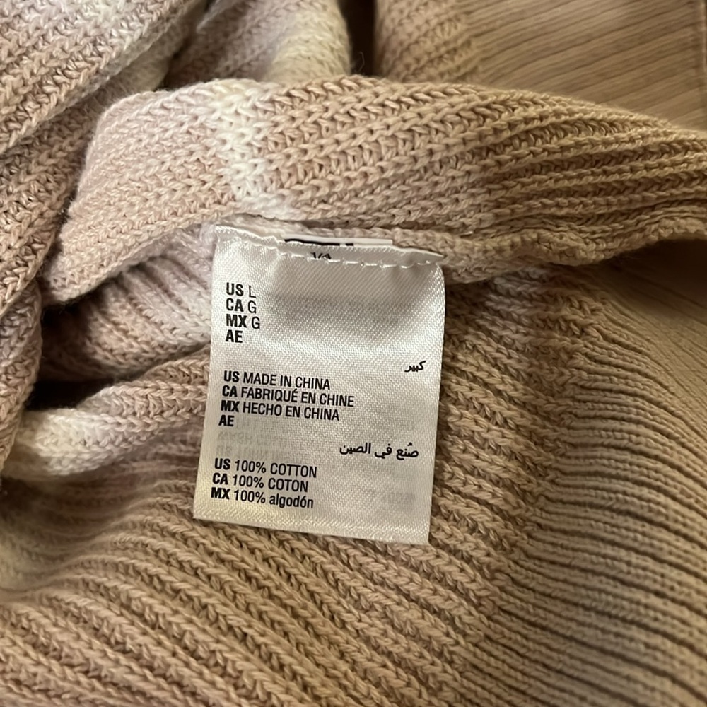 INC International Concepts Tan & White Tie-Dye 100% Cotton Scoop Neck Sweater, L - Picture 4 of 5